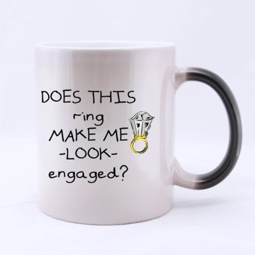 Morphing Mug - Funny Cartoon "DOES THIS ring MAKE ME LOOKS engaged" Heat Color Changing Mug Magic Coffee/Tea Mug (Ceramic/11 Oz) - Best Houseware / Necessities / Gifts / Useful / Office / Shop Choice