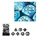 Chessex 27456 - Würfelset Mother of Pearl blau/silber, 7 verschiedene Würfel