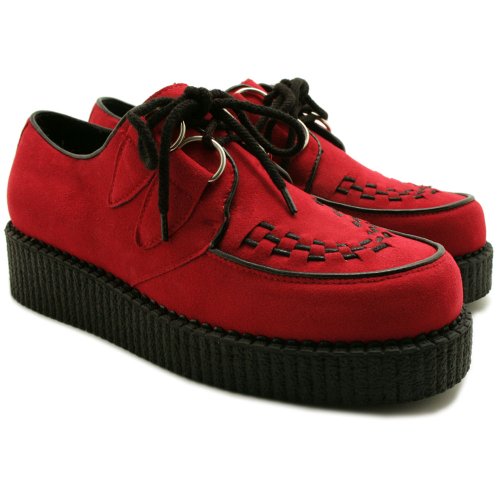 Lace Up Flat Platform Creeper Sneaker Pumps Red US Sz 8