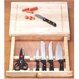 CUTTING BOARD BLOCK KITCHEN STAINLESS STEEL KNIFE SET by Christmas & Holidays