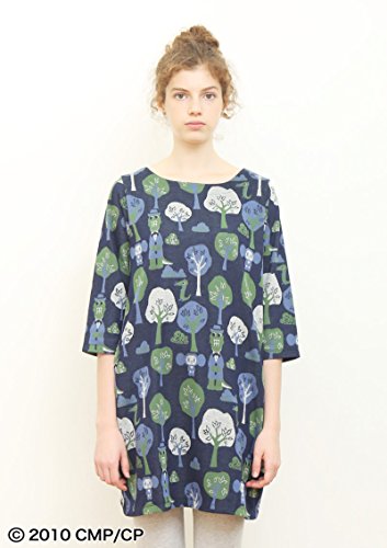 (グラニフ)graniph コラボレーションジャカード八分袖ワンピース / フォレストパターン ( チェブラーシカ ) ( ネイビー )