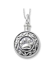 Paw Print Ash Holder Necklace in Sterling Silver