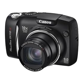 Canon PowerShot SX110 IS Digital Camera - Black (9.0MP, 10x Optical Zoom) 3.0'' LCD