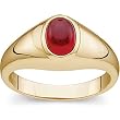 14K Yellow Gold Man's Cabochon Mozambique Garnet Ring