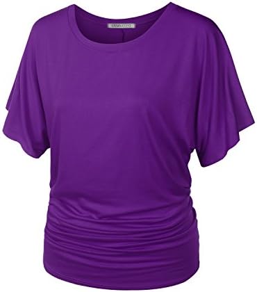 URBANCLEO PLUS Womens Dolman Sleeve Top Boatneck Drape Shirts PURPLE XLARGE