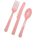 Outdoor Living : Assorted Plastic Cutlery 24/Pk - Baby Pink
