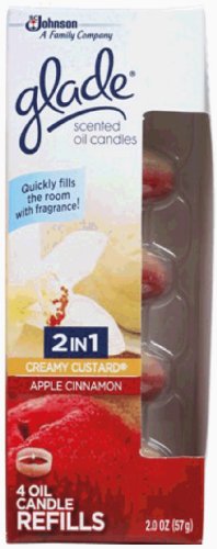 Glade Scented Oil Candle 2 In 1 Refills, Creamy Custard and Apple Cinnamon, 2 Ounce