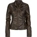 FULL TILT Womens Venus Moto Jacket - Brown