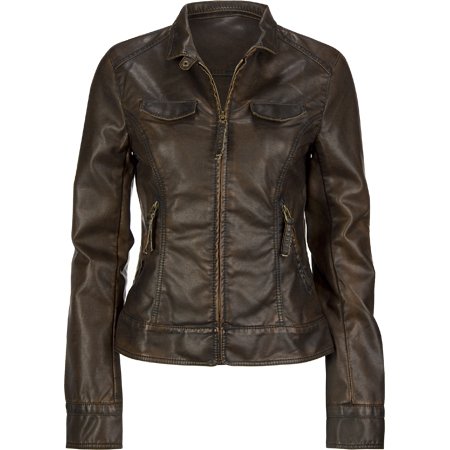 FULL TILT Womens Venus Moto Jacket - Brown