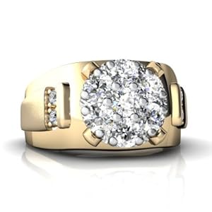 14K Yellow Gold White Diamond Men's Men's Ring Size 11