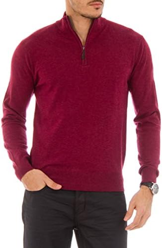 Cashmere Company B LUPETTO ZIP Burgundy Cashmere Blend Mens Sweater