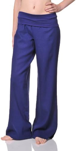 Beachcoco Women's Fold Over Comfortable Wide Linen Pants
