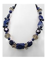 Japanese silk cord Lapis Lazuli Necklace In Zinc