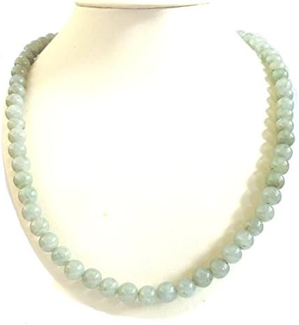 KARATGEM Natural Jadeite Jade Necklace Beads 6mm 69 pcs 18 Strain Grey/White Color by Karatgem