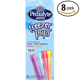 Pedialyte Freezer Pops Oral Electrolyte Maintenance Solution, Assorted Flavors , Case of 128 Pops - each 2.1 Fluid Ounces (62.5 ml)