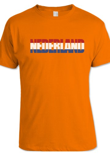 net-shirts NIEDERLANDE FLAGFONT SHIRT T-Shirt, Größe S, orange