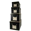 Rectangular Black set of 4 nesting boxes, vintage French style, for clothing, accessories and more.