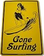 "Gone Surfing" Aluminum Sign - Black/ Yellow