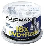 PLEOMAX DXG47650IK 16X INKJET-PRINTABLE DVD-R, 50-CT SPINDLE