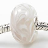 (Free Shipping) Pink and Tan Marbled European Murano Style Glass Bead Charm with Solid Sterling Silver Single Core Stamped 925 Fits Pandora Biagi Chamilia Troll Bracelets