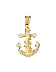 CleverEves 14K Gold Pendant Anchor with Rope 6 - Gram(s)