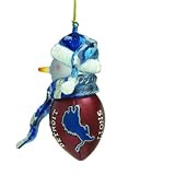 Pack of 4 NFL Detroit Lions Football Snowman Christmas Ornaments 2.75"