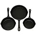 Cajun Cookware Seasoned Cast Iron 3 PC Skillet Set