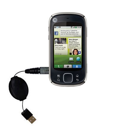 Retractable USB Cable for the Motorola QUENCH with Power Hot Sync and Charge capabilities - uses Gomadic TipExchange Technology