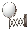Wall Mount Scissors Extension Arm 5X Magnifying Mirror in Diablo Bronze