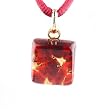 Handmade Murano Glass Pendant - Ally Square S Gold/Red Style 2