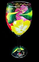 Hibiscus Design - Hand Painted - Grande Wine - 16 oz..