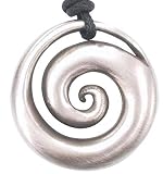Hypnotic Spiral Shell Pewter Pendant Necklace