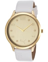 Womens Gold Tone Dial White Leatherette