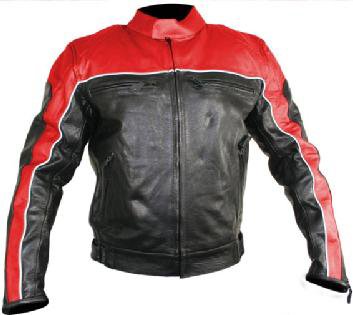 Xelement Racer Leather Jacket Black and Red - Extra Large