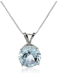 10k Gold Round Gemstone Pendant Necklace (8mm)
