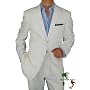 Bianco Brioni Italian Linen Mens Suit Modern 2010 Two Button 2pc Flat Front Pants Ticket Pocket Hand Tailored Suit White