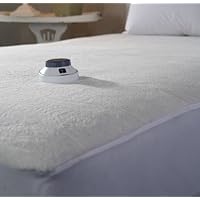 Soft Heat Micro-Plush Top Low-Voltage Electric Heated California King Mattress Pad, White