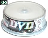 Ridata 8.5GB 8x White Inkjet HUB Printable Double Layer DVD+R's 25-Pak Cakebox