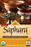 Saphara Mango Ginger Green Tea, 15 Count 1.2 Ounce Boxes (Pack of 6)