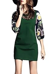 Jacquard Lace Sheer Stretchy Scoop Neck General Print Polyester/Spandex Puff Sleeves Above the Knee  Dress