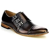 Beston EA27 Men's Chic Cap Toe Monk Strap Stitching Dress Shoe Run Half Size Big