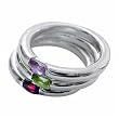 Sterling Silver Multi Gemstone Stackable Ring Set
