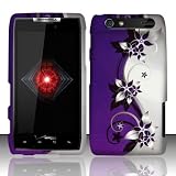 For Motorola Droid Razr Xt912 (Verizon) Rubberized Design Cover - Purple Silver Vines