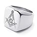 KONOV Freemason Masonic Mens Ring, Polished 316L Stainless Steel Band, Silver