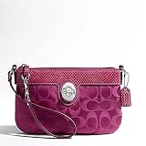 Coach Signature Peyton Capacity Wristlet Bag Clutch Wallet Fuchsia
