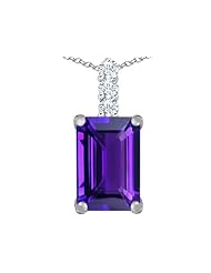 Original Star K (tm) Large 14x10mm Emerald Cut Simulated Amethyst Pendant in 925 Sterling Silver