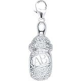14K White Gold Diamond Baby Bottle Charm