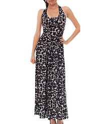 Halter Leopard Print Nylon/Spandex  Dress