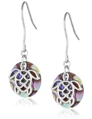 Sterling Silver Genuine Stone Disc and Turtle French Wire Earrings