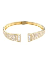 18k Gold Over Sterling Silver and Cubic Zirconia Tapered Cuff Bracelet